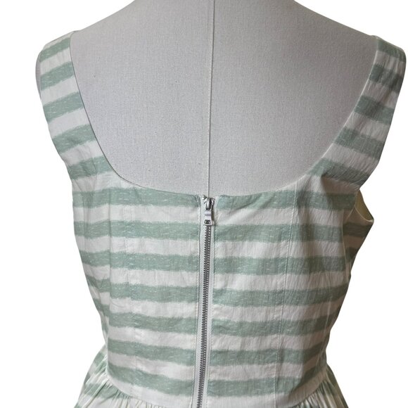 Avec Les Filles Striped Peplum Tank Top White & Sage Green – Size L– NWT - Picture 2 of 10